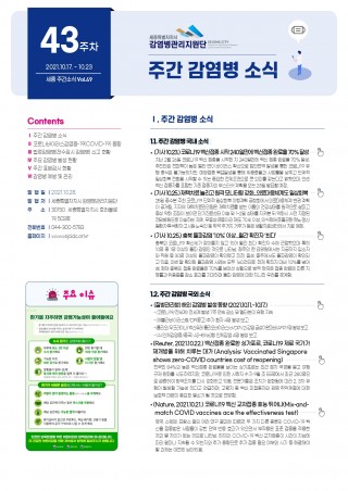 [2021년 43주] 주간 감염병 소식(No.49)