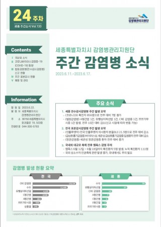[2023년 24주] 주간 감염병 소식(No.133)