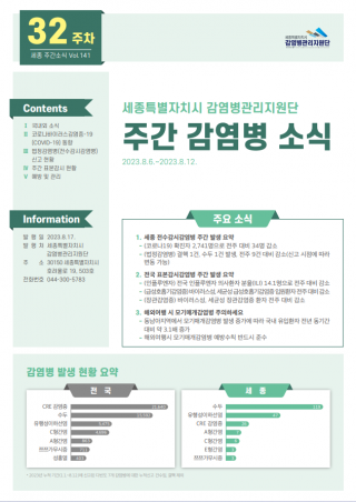 [2023년 32주] 주간 감염병 소식(No.141)