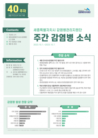 [2023년 40주] 주간 감염병 소식(No.148)