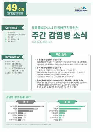 [2024년 49주] 주간 감염병 소식(No.208)