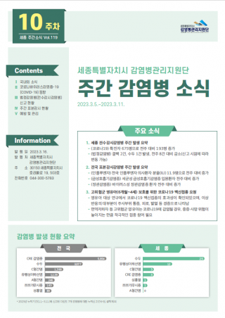 [2023년 10주] 주간 감염병 소식(No.119)