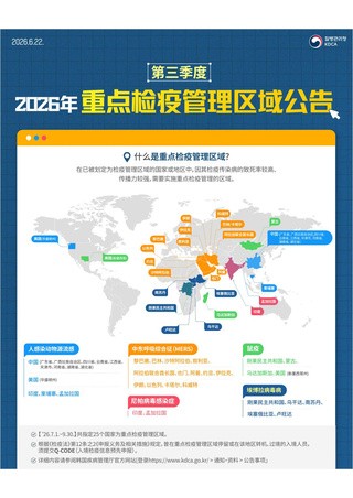 2026년 3분기 중점검역관리지역 안내(중문)